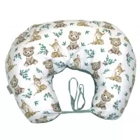 Perna pentru gravide si alaptare, husa detasabila cu fata dubla, bumbac si catifea, si umplutura antialergica BabySoft Teddy Khaki, Amy