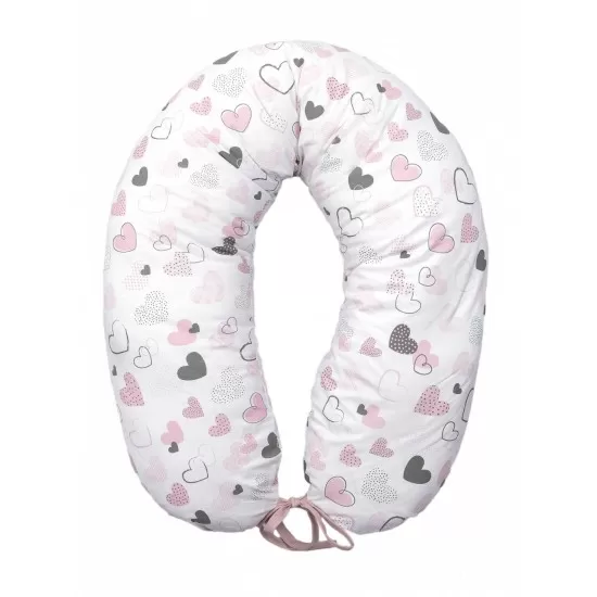 Perna pentru gravide si alaptare cu husa detasabila din bumbac 100% si umplutura antialergica BabySoft Inimioare Amy Perna pentru gravide si alaptare cu husa detasabila din bumbac 100% si umplutura antialergica BabySoft Inimioare Amy