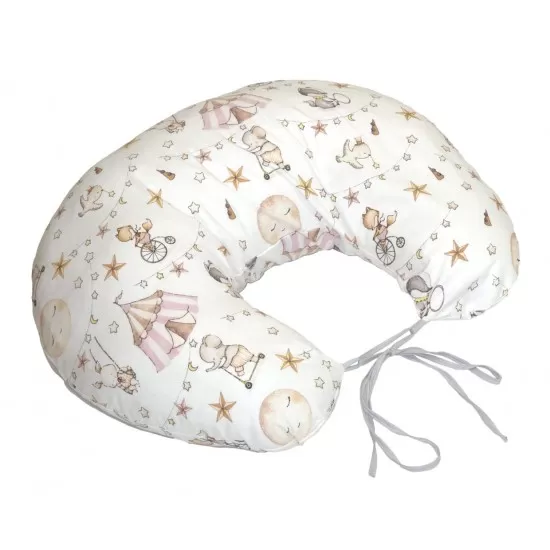 Perna pentru gravide si alaptare cu husa detasabila din bumbac 100% si umplutura antialergica BabySoft Circ Roz Amy Perna pentru gravide si alaptare cu husa detasabila din bumbac 100% si umplutura antialergica BabySoft Circ Roz Amy