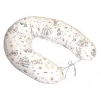 Perna pentru gravide si alaptare cu husa detasabila din bumbac 100% si umplutura antialergica BabySoft Circ Blue Amy