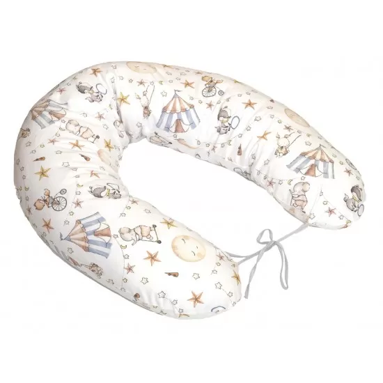 Perna pentru gravide si alaptare cu husa detasabila din bumbac 100% si umplutura antialergica BabySoft Circ Blue Amy