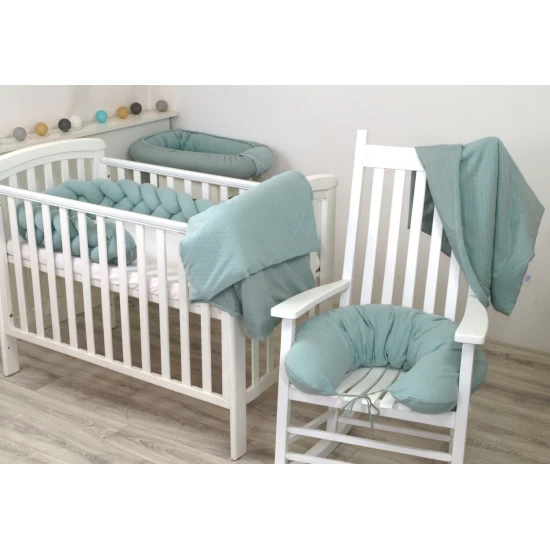 Pilota pentru copii din bumbac, fata dubla, umplutura hipoalergenica BabySoft, Salvia, 150x100cm