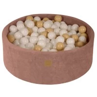 Piscina cu bile rotunda MeowBaby   Velvet Bej 90x30 cm, cu 200 bile albe si bej