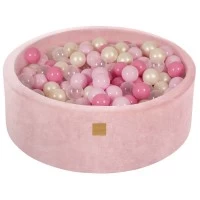 Piscina cu bile rotunda MeowBaby Velvet Light Pink 90x30 cm, cu 200 bile