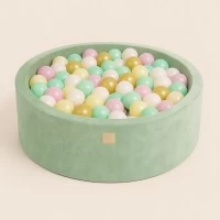 Piscina cu bile rotunda MeowBaby Velvet Sage Olive 90x30 cm cu 200 bile