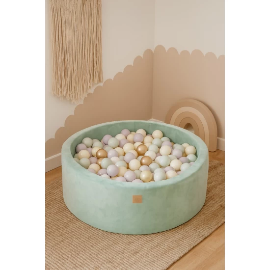 Piscina cu bile rotunda MeowBaby Velvet Sage Olive 90x30 cm cu 200 bile