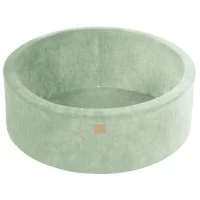 Piscina cu bile rotunda MeowBaby Velvet Sage Olive 90x30 cm cu 200 bile alb/portocaliu/verde deschis/galben pastel