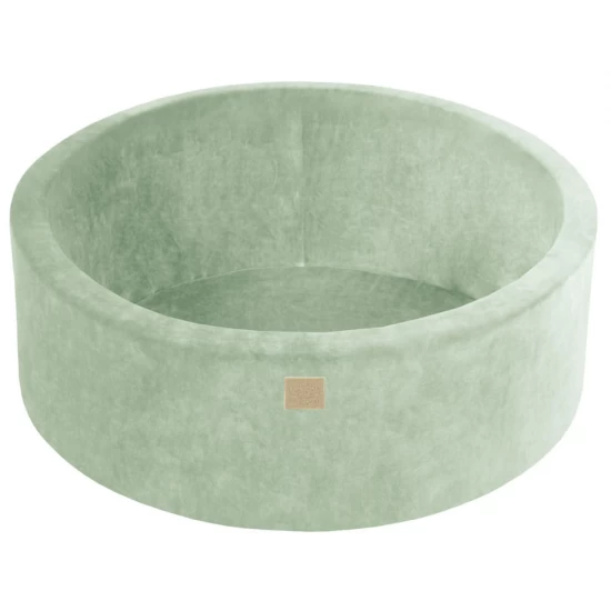 Piscina cu bile rotunda MeowBaby Velvet Sage Olive 90x30 cm cu 200 bile alb/portocaliu/verde deschis/galben pastel