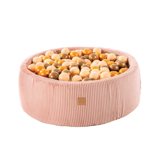 Piscina uscata cu 200 de bile 7 cm MeowBaby  Aesthetic, 90x30 cm, Premium Velur reiat Corduroy Roz