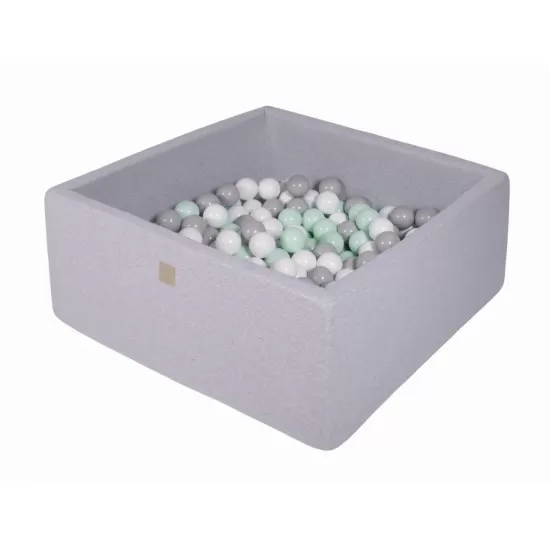 Piscina uscata cu 200 de bile (alb, gri, mint) MeowBaby, 90x90x40 cm, Gri Piscina uscata cu 200 de bile (alb, gri, mint) MeowBaby, 90x90x40 cm, Gri