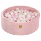 Piscina uscata cu 200 de bile (Alb, Roz Pastel) MeowBaby  , 90x30 cm, Catifea Roz deschis
