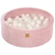 Piscina uscata cu 200 de bile (Alb, Transparent) MeowBaby, 90x30 cm, Catifea Roz Pudra