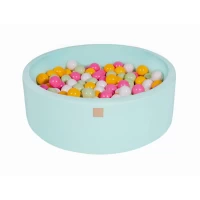 Piscina uscata cu 200 de bile (Alb, Verde, Roz, Galben) MeowBaby, 90x30 cm, Mint