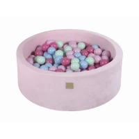 Piscina uscata cu 200 de bile (Mint, Baby blue, roz deschis, roz pastel) MeowBaby, 90x30 cm, Catifea Pastel Pink