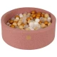 Piscina uscata cu 250 de bile 7cm (Auriu, Bej, Alb, Transparent) MeowBaby, tesatura bucle, 90x30 cm, Teddy Roz