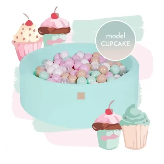 Piscina uscata cu 250 de bile (Alb, Mint, Bej, Roz pastel, Transparent) MeowBaby Cupcake 90x30 cm Mint Piscina uscata cu 250 de bile (Alb, Mint, Bej, Roz pastel, Transparent) MeowBaby Cupcake 90x30 cm Mint