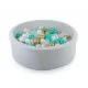 Piscina uscata cu 250 de bile (Alb perlat, Transparent, Auriu, Turcoaz) MeowBaby Dreams 90x30 cm Gri deschis Piscina uscata cu 250 de bile (Alb perlat, Transparent, Auriu, Turcoaz) MeowBaby Dreams 90x30 cm Gri deschis