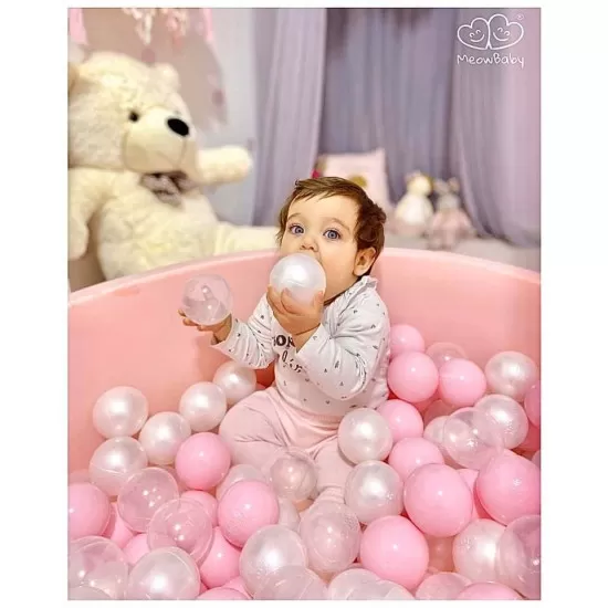 Piscina uscata cu 250 de bile (Alb perlat, Transparent, Roz Pastel) MeowBaby Amour 90x30 cm roz deschis Piscina uscata cu 250 de bile (Alb perlat, Transparent, Roz Pastel) MeowBaby Amour 90x30 cm roz deschis