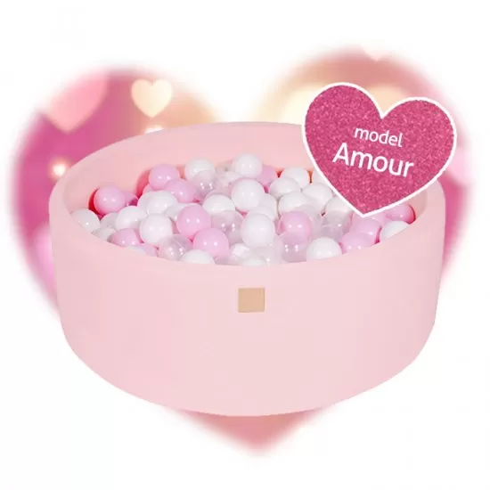 Piscina uscata cu 250 de bile (Alb perlat, Transparent, Roz Pastel) MeowBaby Amour 90x40 cm roz deschis Piscina uscata cu 250 de bile (Alb perlat, Transparent, Roz Pastel) MeowBaby Amour 90x40 cm roz deschis