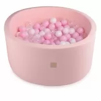 Piscina uscata cu 250 de bile (Alb perlat, Transparent, Roz Pastel) MeowBaby Amour 90x40 cm roz deschis