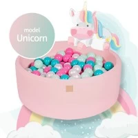 Piscina uscata cu 250 de bile (Alb perlat, Turcoaz, Roz pastel, Mint) MeowBaby, Unicorn, Roz deschis