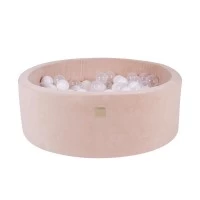 Piscina uscata cu 250 de bile (Alb, Transparent, Alb perlat) MeowBaby, Angel, 90x30 cm, Catifea Ecru