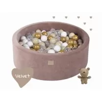 Piscina uscata cu 250 de bile (Auriu, Alb, Transparent, Bej) MeowBaby Teddy Bear 90x30 cm Catifea Bej