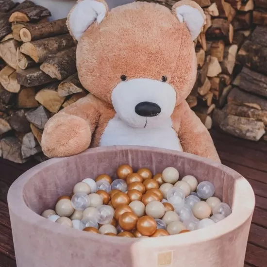 Piscina uscata cu 250 de bile (Auriu, Alb, Transparent, Bej) MeowBaby Teddy Bear 90x30 cm Catifea Bej Piscina uscata cu 250 de bile (Auriu, Alb, Transparent, Bej) MeowBaby Teddy Bear 90x30 cm Catifea Bej