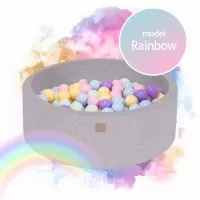 Piscina uscata cu 250 de bile (Babyblue, Mint, Pastel roz, Lila) MeowBaby Rainbow 90x30 cm Gri deschis