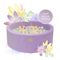 Piscina uscata cu 250 de bile (Pastel Roz si Galben, verde deschis, alb perlat) MeowBaby, Hocus Crocus, Catifea Lila