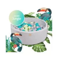 Piscina uscata cu 250 de bile (Turcoaz, Transparent, Verde, Gri) MeowBaby  Jungle 90x30 cm Gri Deschis
