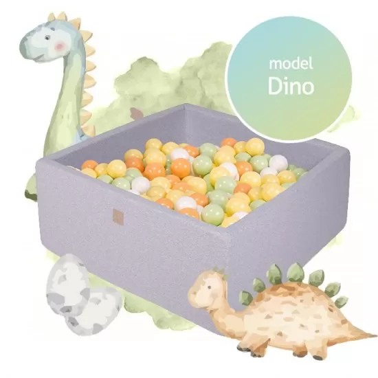 Piscina uscata cu 300 de bile (alb, portocaliu, verde deschis si galben pastel) MeowBaby Dino 90x90x40 cm Gri Piscina uscata cu 300 de bile (alb, portocaliu, verde deschis si galben pastel) MeowBaby Dino 90x90x40 cm Gri