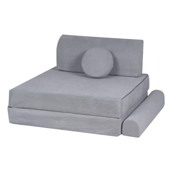 Canapea modulara pentru copii Premium Velur reiat corduroy spuma Gri Canapea modulara pentru copii Premium Velur reiat corduroy spuma Gri