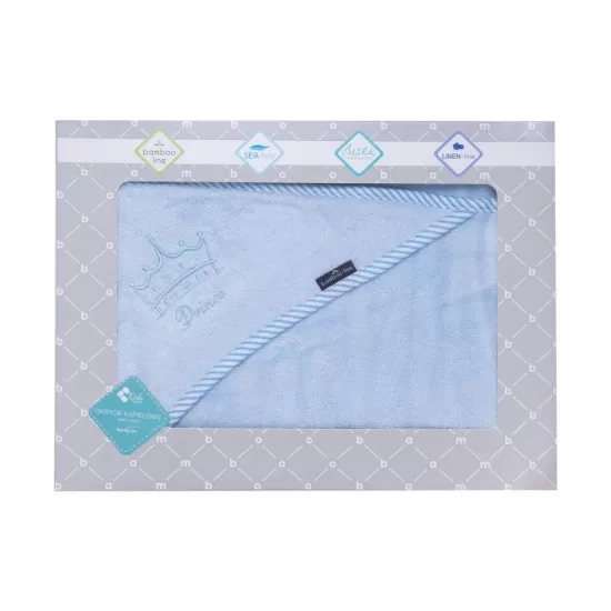 Prosop din fibra de bambus cu gluga pentru bebelusi si copii, Hands-free, Prince Blue, 85x85cm Prosop din fibra de bambus cu gluga pentru bebelusi si copii, Hands-free, Prince Blue, 85x85cm