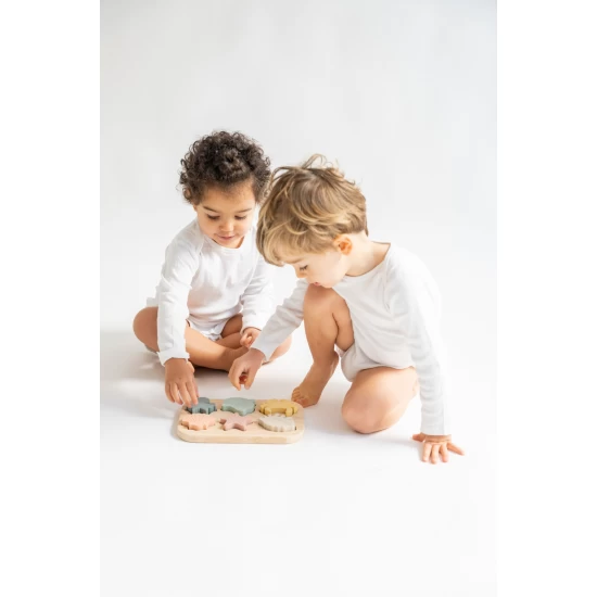 Puzzle din silicon alimentar cu baza din bambus Sea Life