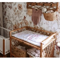 Saltea pentru masa de infasat bebe, impermeabila, fata dubla, Happy Bear by BabySteps, 68 x 46 cm