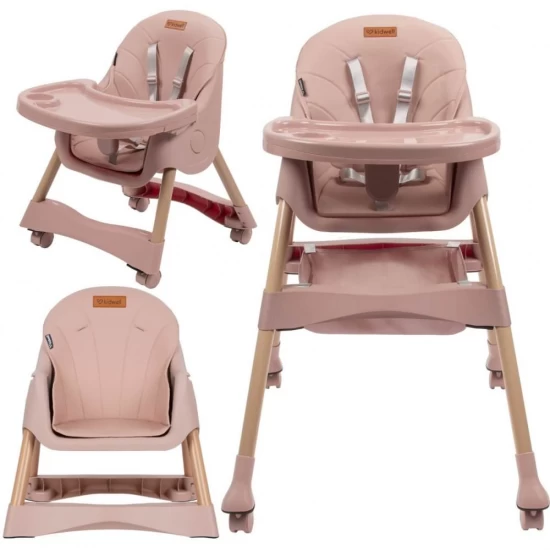 Scaun de masa 2 in 1 pentru bebelusi Kidwell Karimi Roz