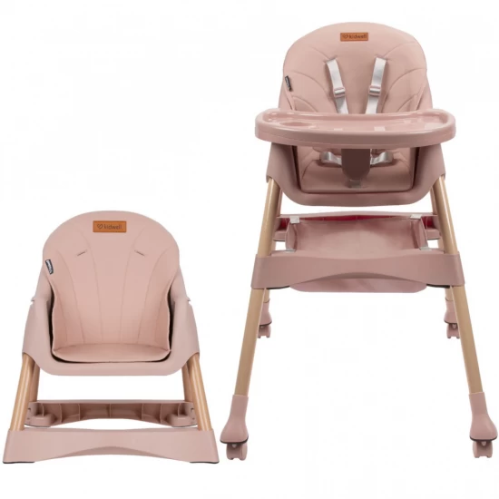 Scaun de masa 2 in 1 pentru bebelusi Kidwell Karimi Roz