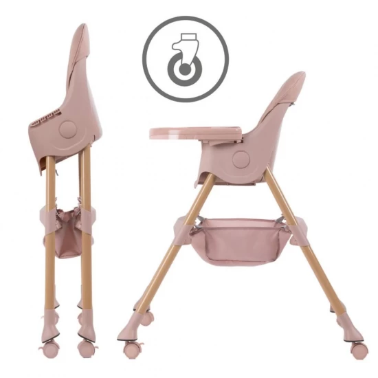 Scaun de masa 2 in 1 pentru bebelusi Kidwell Karimi Roz