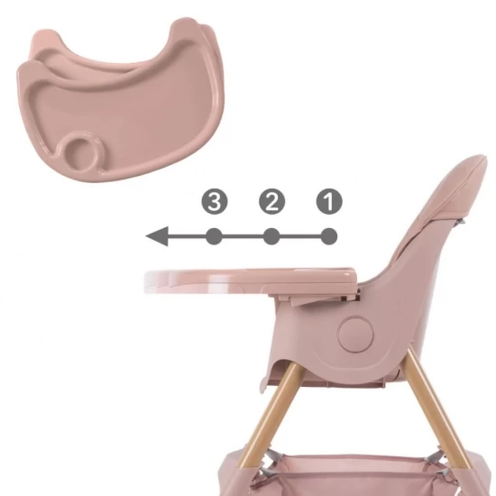 Scaun de masa 2 in 1 pentru bebelusi Kidwell Karimi Roz