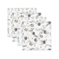 Set 4 museline din bumbac si bambus, scutec multifunctional Eucaliptus + Moonlight, 30 x 30 cm