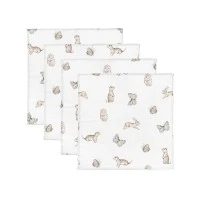 Set 4 museline din bumbac si bambus, scutec multifunctional Dreamland, 30 x 30 cm
