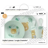 Set complet de masa, 5 piese, cu ventuza, Jungle Cheetahs, Mint