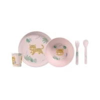 Set complet de masa, 5 piese, cu ventuza, Jungle Cheetahs, Rose