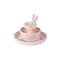 Set complet de masa, 5 piese, cu ventuza, Jungle Cheetahs, Rose