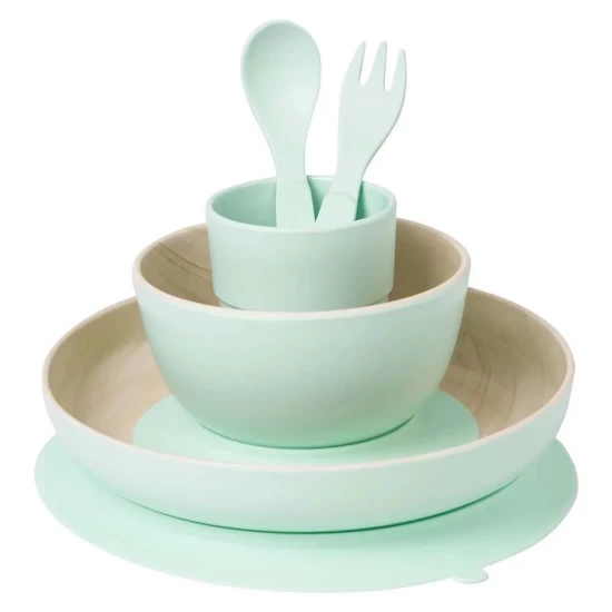 Set complet de masa, 5 piese, cu ventuza, Nordic Mint Set complet de masa, 5 piese, cu ventuza, Nordic Mint