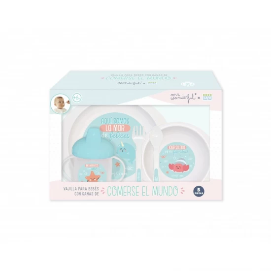 Set complet de masa, 5 piese, La Mar De Felices, Blue