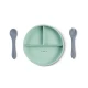 Set diversificare bebelusi, silicon alimentar premium, 4 piese, farfurie sectionata, lingurita, furculita, cana, Food and Fun, Mint Set diversificare bebelusi, silicon alimentar premium, 4 piese, farfurie sectionata, lingurita, furculita, cana, Food and Fun, Mint