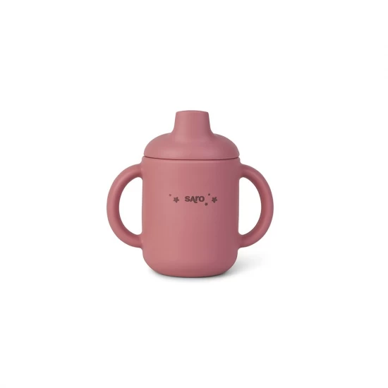 Set diversificare bebelusi, silicon alimentar premium, 4 piese , farfurie sectionata, lingurita, furculita, cana, Food and Fun, Pink
