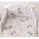 Set lenjerie din bumbac cu protectie laterala pentru pat bebe 120 x 60 cm, Safari Bej, Amy